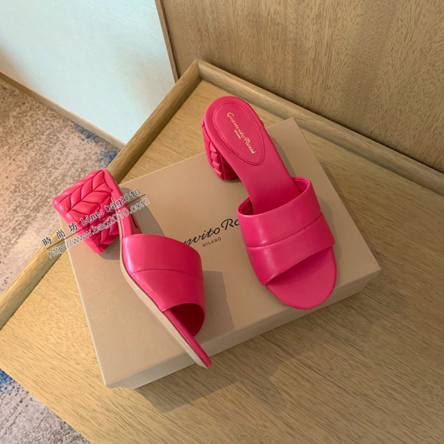 Gianvito Rossi專櫃款中跟拖鞋 定制羊皮女士拖鞋 dx3594